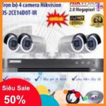 Camera Cao Cấp - Trọn bộ 4 camera Hikvision DS-2CE16D0T-IR và DS-7204HQHI-K1