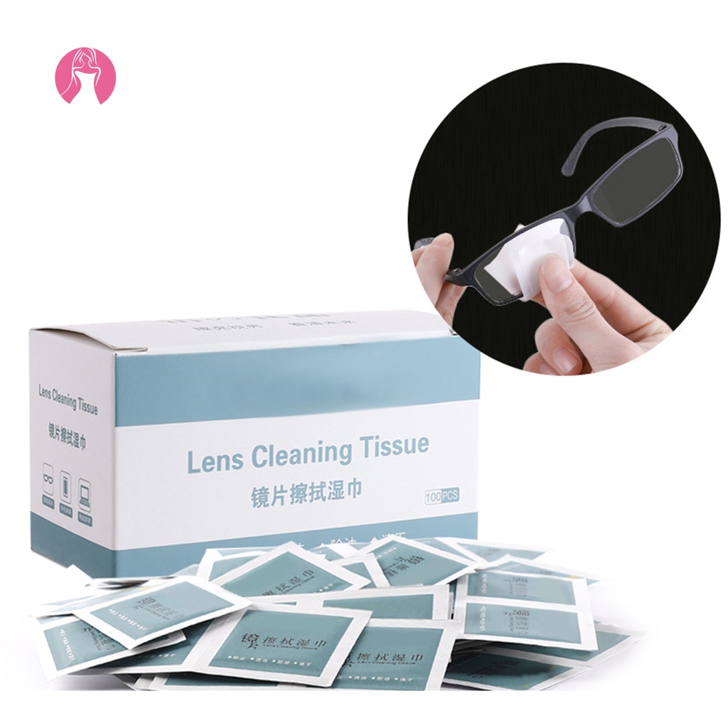 Hộp 100 Khăn Lau Kính Mắt Dùng Một Lần Tiện Dụng
