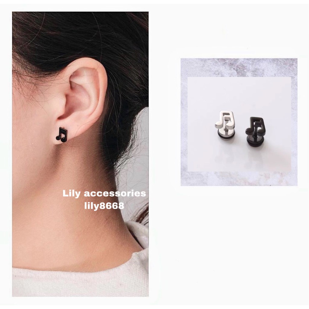 Double Tableau Earring khuyên tai titan nốt nhạc không gỉ không đen không dị ứng nam nữ