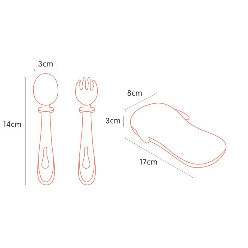 Bộ muỗng nĩa Silicon cho bé (Kèm hộp đựng bảo vệ)