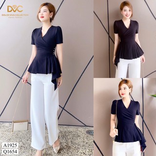 Áo đen cổ tim xếp ly eo A1925  - Mimo shop phân phối chính thức ( kèm ảnh thật shop tự chụp)