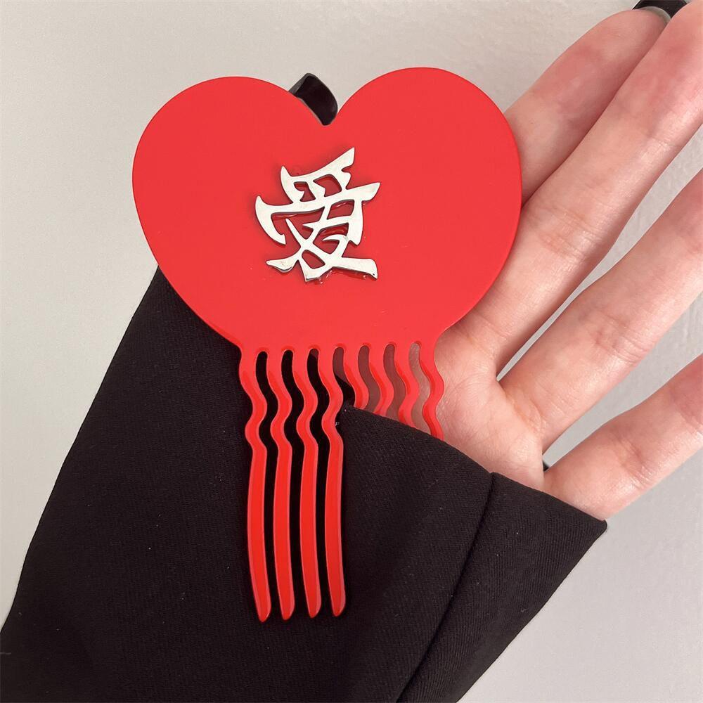 Kẹp Tóc Hình Trái Tim Màu Đỏ Thời Trang Cho Nữ