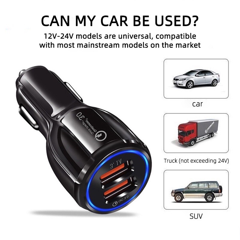 Tẩu sạc nhanh 2 cổng ô tô, Dòng sạc 3,1A phù hợp tất cả các thiết bị