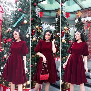 [ SIÊU PHẨM THU ĐÔNG 2019-2020 ] Váy Nhung Cho Mẹ Đầm Dài Phụ Nữ Váy Đi Tiệc Cho Mẹ Siêu Đẹp