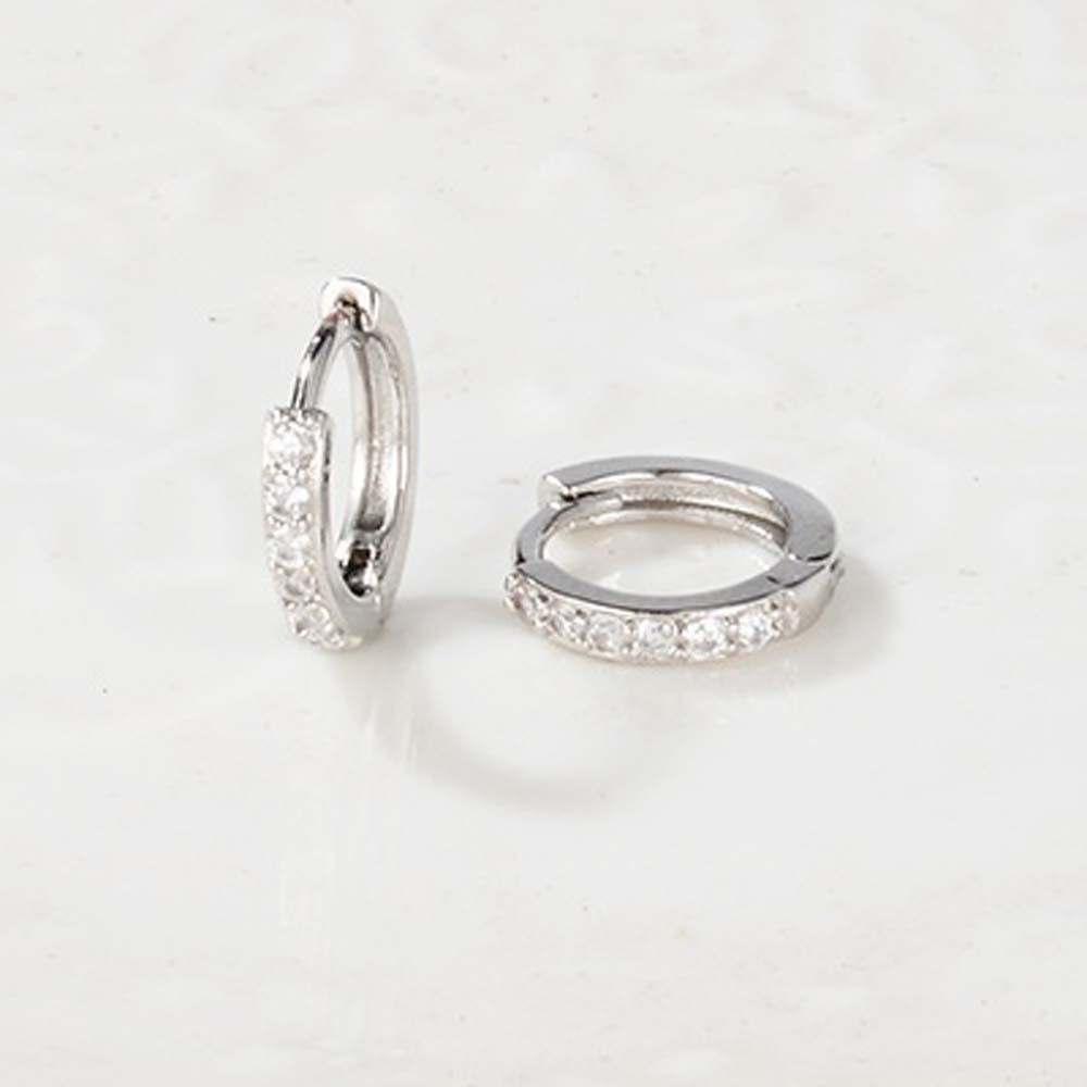 Khuyên tai đính đá Zircon tròn 8mm phong cách Punk cá tính