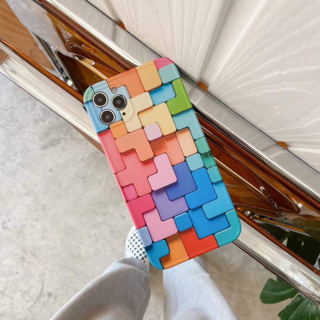Ốp điện thoại xếp hình màu cầu vồng cho IPHONE 12 MINI 11 PRO MAX X XS MAX XR SE 2020 7 8 PLUS | BigBuy360 - bigbuy360.vn