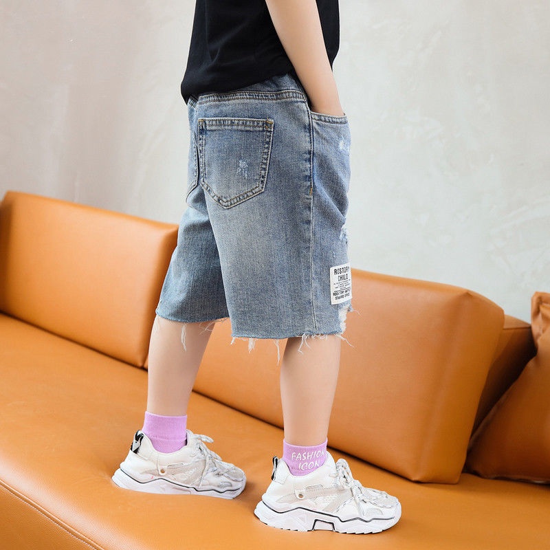 Mới Quần Short Jean Rách Cá Tính Thời Trang Cho Bé Trai 2022