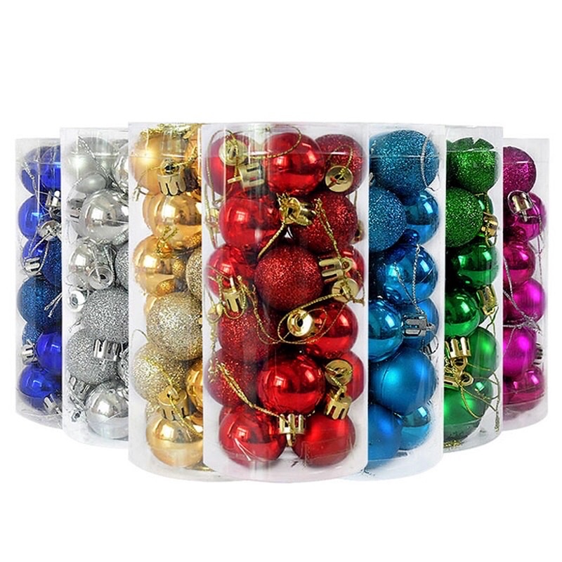 Set 24 quả châu lấp lánh trang trí cây thông Giáng Sinh