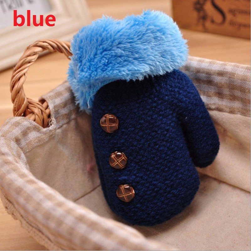 Găng tay len phối lông ấm áp cho bé