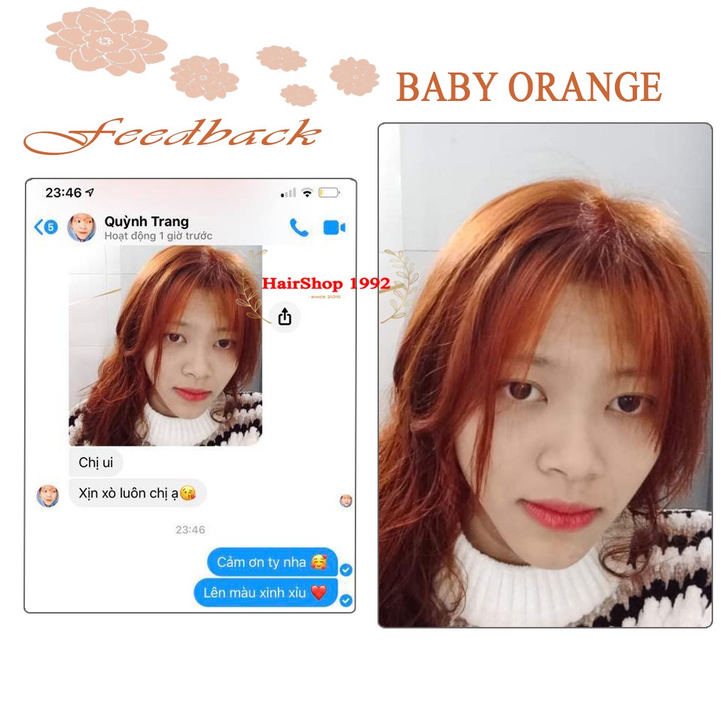 Thuốc Nhuộm Tóc Màu Cam Đào BABY ORANGE ( Tặng Oxi + Tẩy )  Lên Từ Level 8