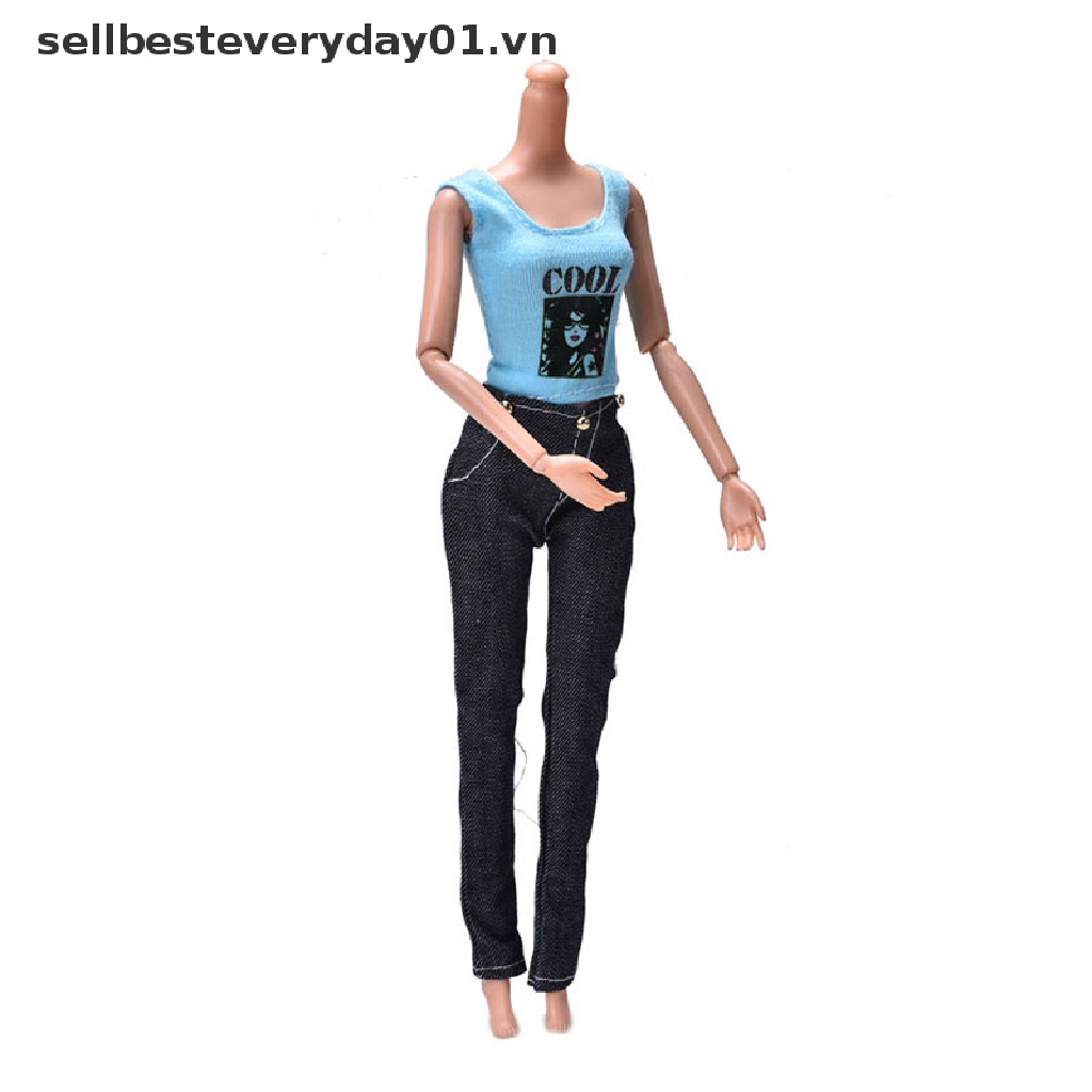 Set đồ 3 mảnh gồm áo sát nách áo khoác lông màu tím và quần dài trang trí cho búp bê Barbie