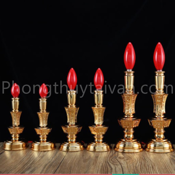 Đèn bàn thờ thân trụ cao 21cm/28cm-1 cặp