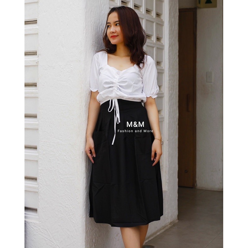 Set công sở áo rút dây phối chân váy | BigBuy360 - bigbuy360.vn