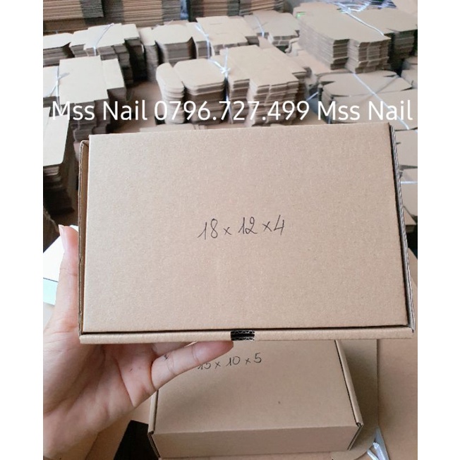 Hộp gói hàng, hộp gói móng úp, hộp gói nail box,  rơm gói hàng.