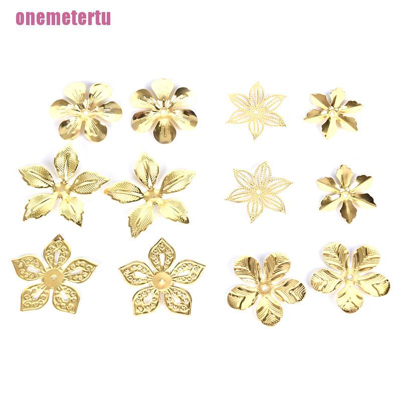 Set 50 charm chạm lộng kim loại hình hoa cổ điển dùng để làm đồ trang sức thủ công