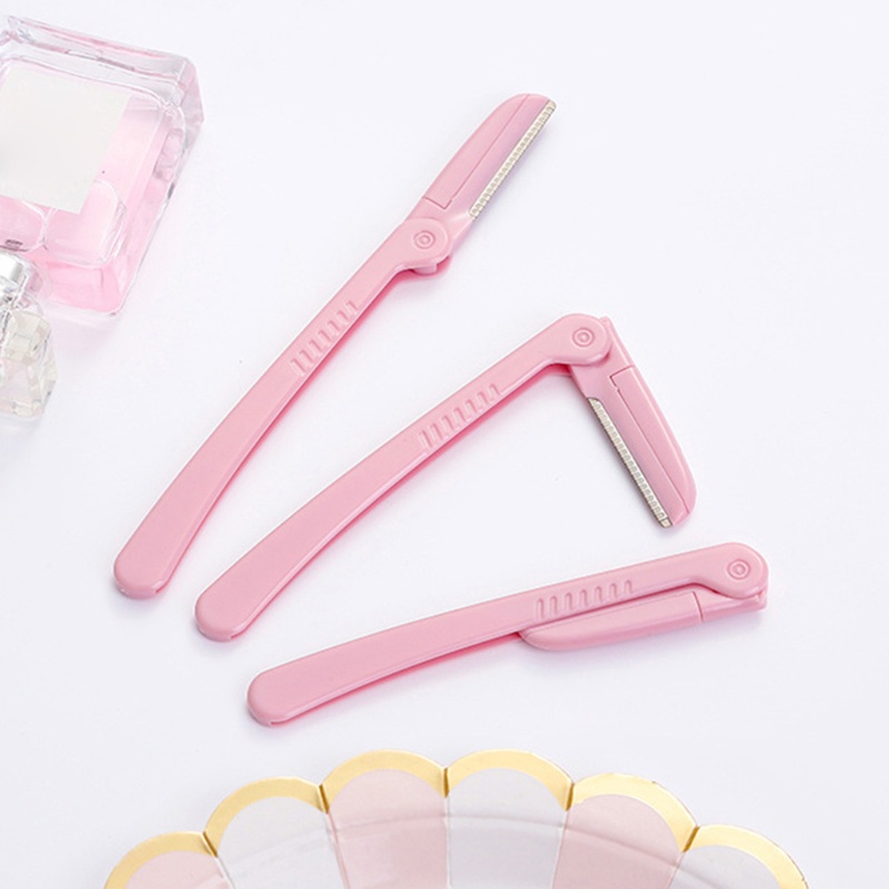 Set 3 Dao Cạo Lông Mày Bằng Thép Không Gỉ Có Thể Gấp Gọn Tiện Lợi