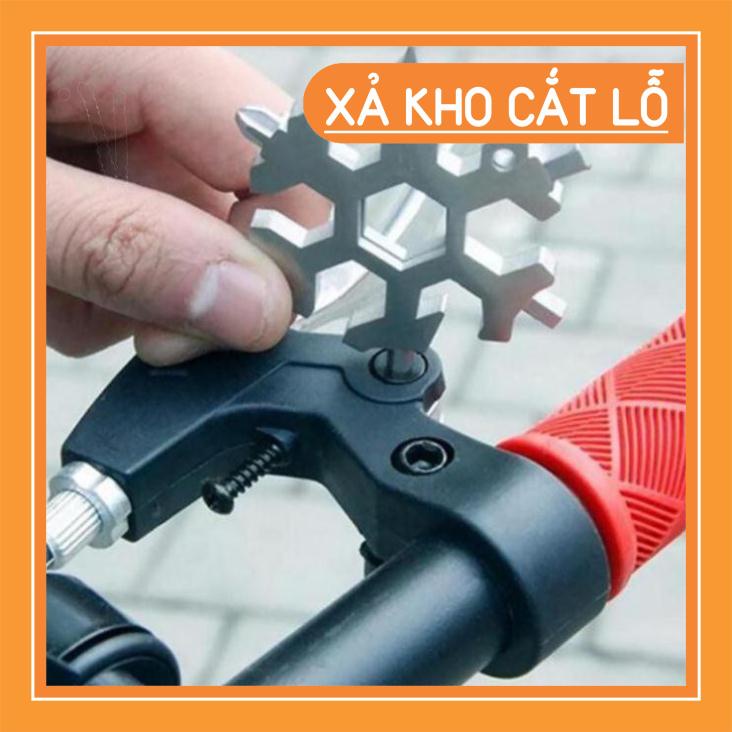 Móc Khóa Đa Năng Vặn Ốc Vít  Khui Bia 16 Đầu Hình Bông Tuyết Thép Không Gỉ
