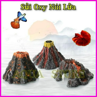 Đầu sủi oxy mô hình núi lửa tiểu cảnh trang trí hồ cá thủy sinh