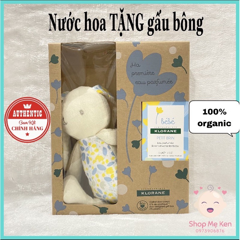 [Chính hãng] Nước hoa Klorane Bébé cho bé tặng kèm gấu bông  - chai 50 ml của Pháp