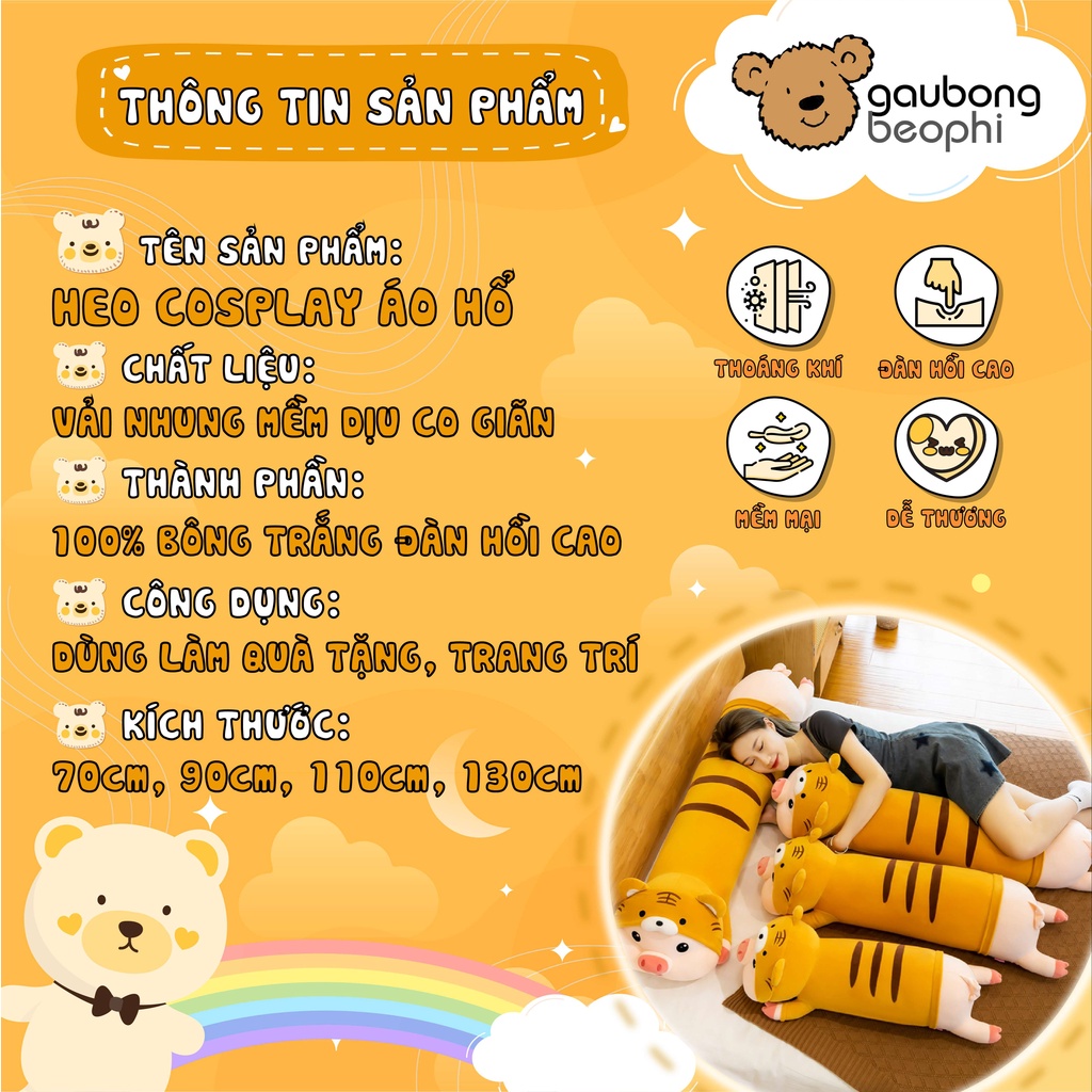 Gấu Bông Heo Cosplay Hổ Siêu Đáng Yêu Cute Hàng Cao Cấp gauBongbeoPhi. Quà tặng Cho Mọi Lứa Tuổi