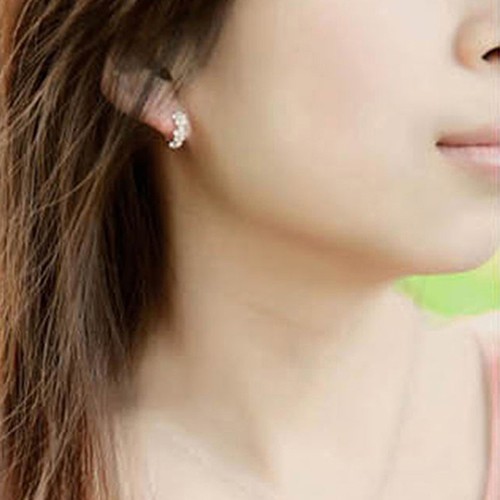 Đôi Bông Tai Khoen Tròn Đính Đá Thời Trang Cho Nữ