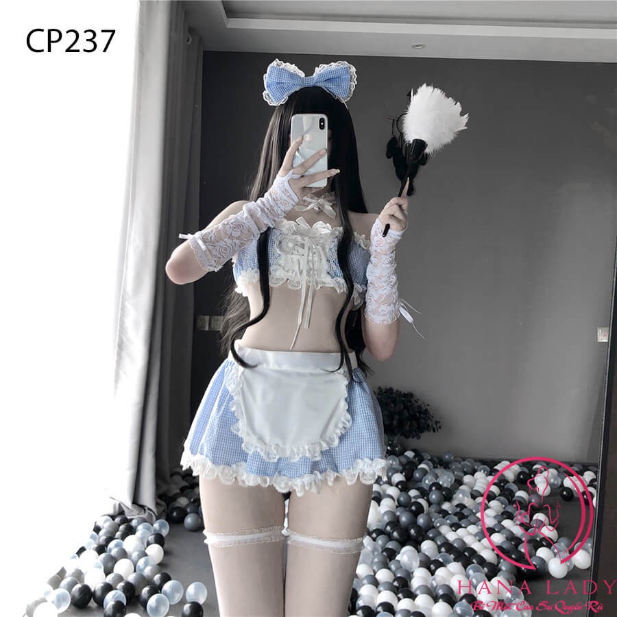 Cosplay hầu gái croptop, đồ ngủ costume sexy quyến rũ gợi cảm CP237