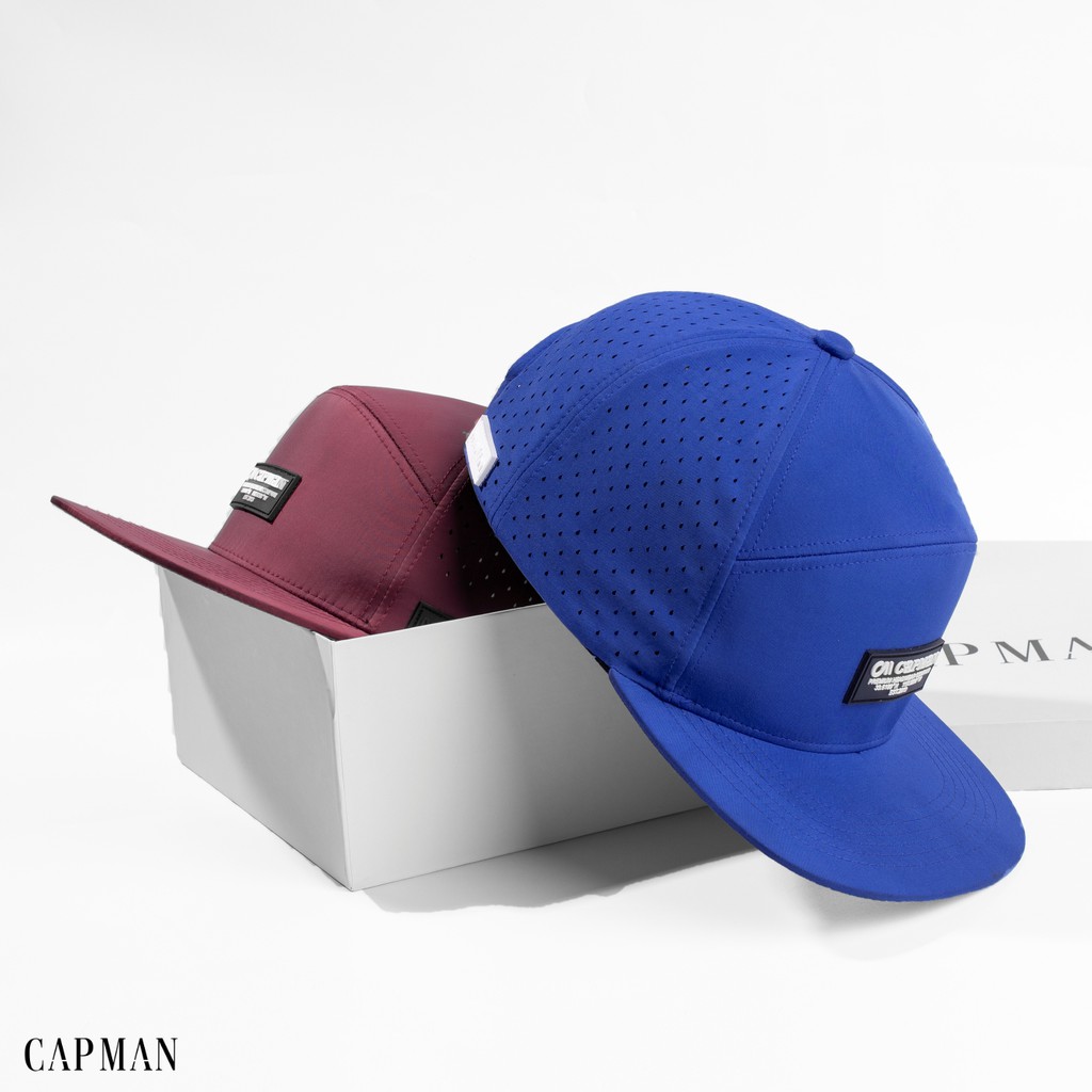 Mũ snapback chính hãng CAPMAN phong cách hiphop vải dù trơn hoạ tiết màu xanh CM94