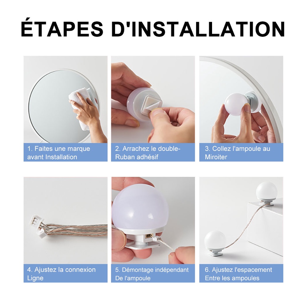 Bộ Dây Đèn LED Vanity Trang Điểm Gương Trang Điểm Phong Cách Hollywood Có Thể Điều Chỉnh Độ Sáng