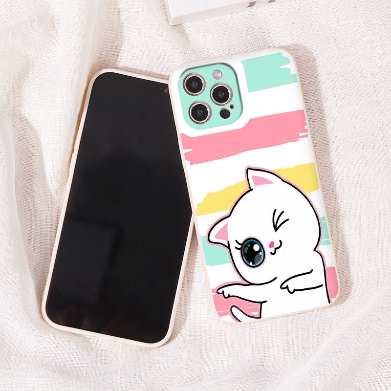Ốp iphone mèo cầu vồng ốp Meow đáng yêu đủ mã iphone vuông cho 6/6s/7/8plus/11/12/13/pro/promax/x/xs/xr/xsmax