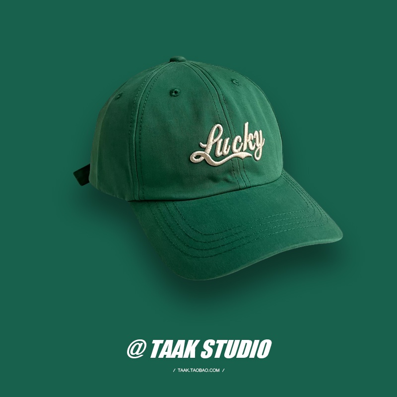 Mũ Lưỡi Trai Unisex Vành Rộng Thêu Chữ "lucky" Phong Cách Hàn Quốc