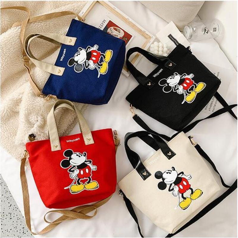 BRANDED túi vải Đeo Chéo In Hình Chuột Mickey Thời Trang