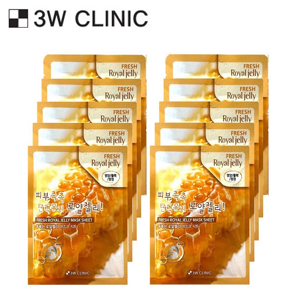 BỘ 10 MIẾNG MẶT NẠ DƯỠNG DA SỮA ONG CHÚA FRESH ROYAL JELLY MASK SHEET 3W CLINIC