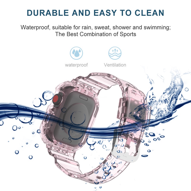 Dây Đeo Màu Trơn Tích Hợp Kính Cường Lực Cho Apple iwatch765