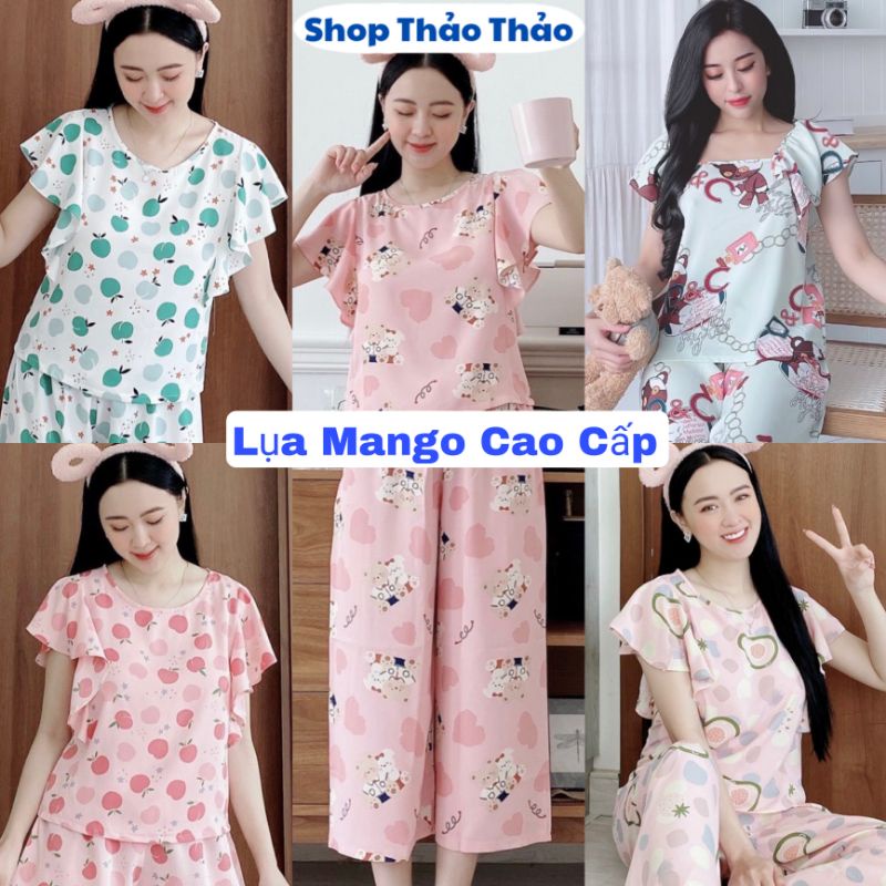 Đồ Bộ Mặc Nhà Lụa Mango Cao Cấp Quần Lửng 9 Tấc Tay Cánh Tiên Hàng Có Size 75kg Giảm 10K Đơn 200K