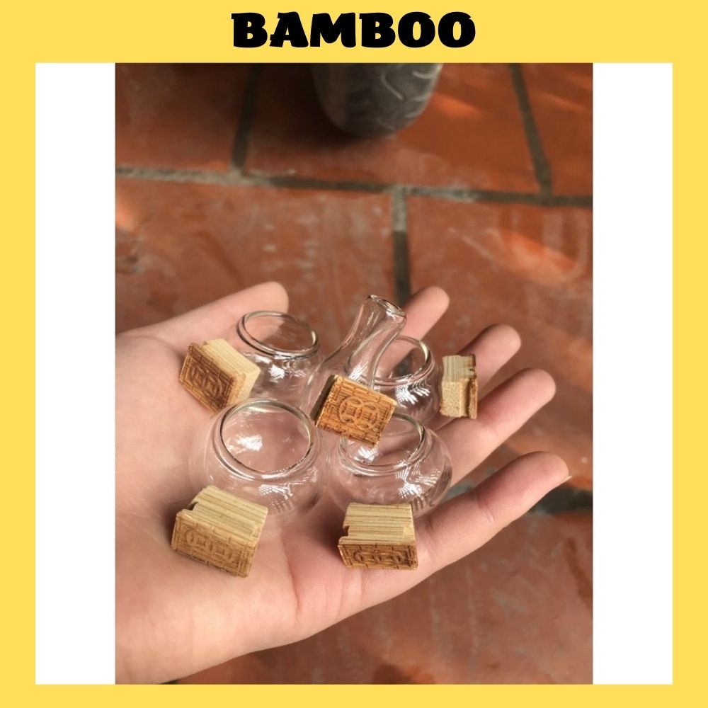 Cóng thủy tinh Bamboo cho chim khuyên tai tre đục chiện dày dặn (Combo 5 cóng)