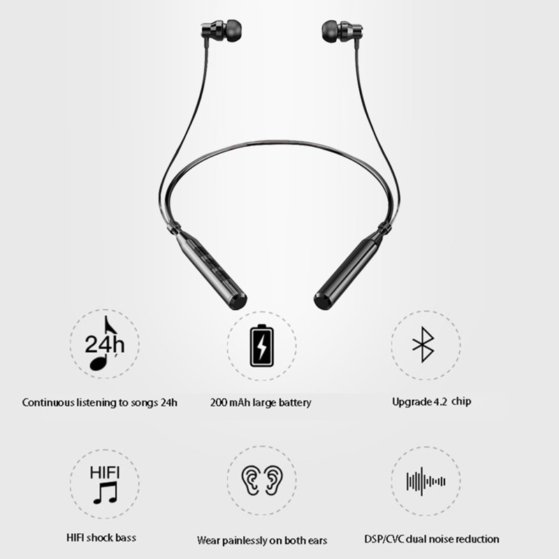 M3 Bluetooth Neckband Wireless Sport Earphones HiFI Ear Headphone