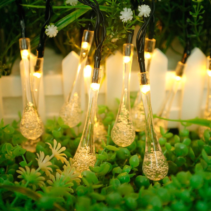 Dây đèn LED hình giọt nước pha lê trong suốt 10m 50 Bóng- dây led trang trí giọt nước siêu xinh