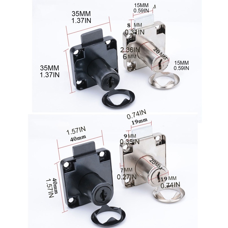 Ổ Khóa Ngăn Kéo Tủ Bằng Thép Không Gỉ Kèm 2 Chìa Khóa