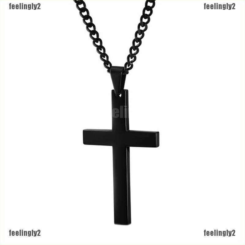 Chuỗi vòng cổ chữ thập màu đen bóng