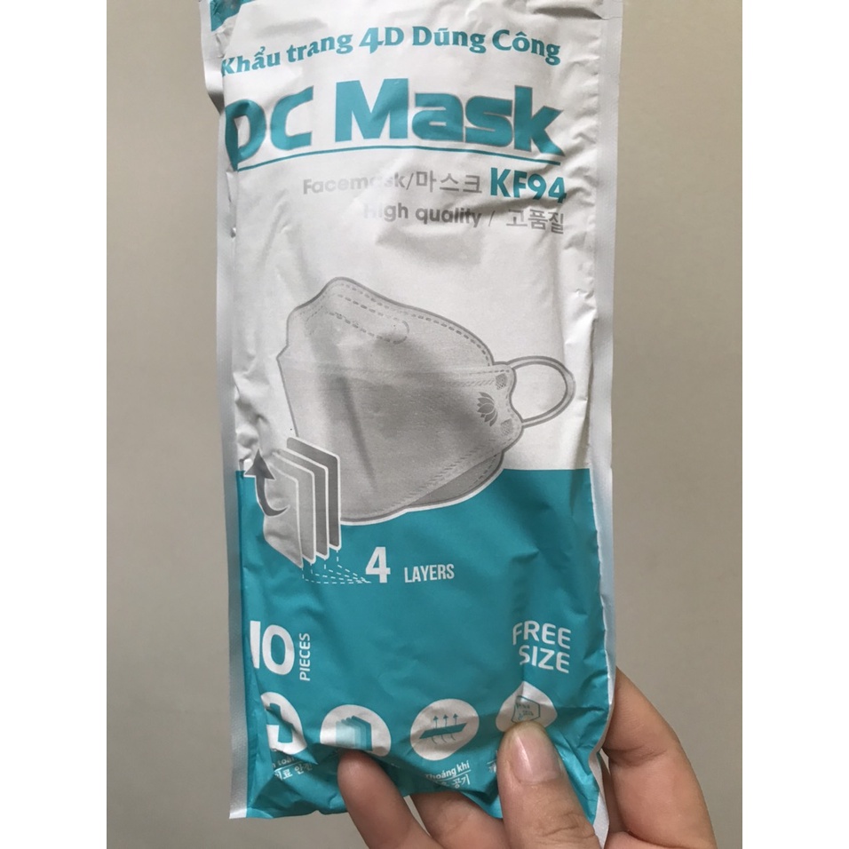 (Set 50 cái) Khẩu Trang KF94 4D Dũng Công 4 lớp kiểu dáng hàn quốc , chống bụi mịn và kháng khuẩn