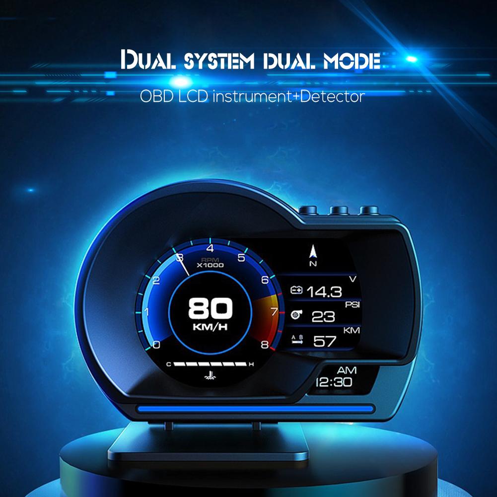 TZ Ô tô HUD OBD + GPS Head Up Display Đồng hồ tốc độ Báo động Hệ thống cảnh báo ánh sáng xung quanh quá tốc độ