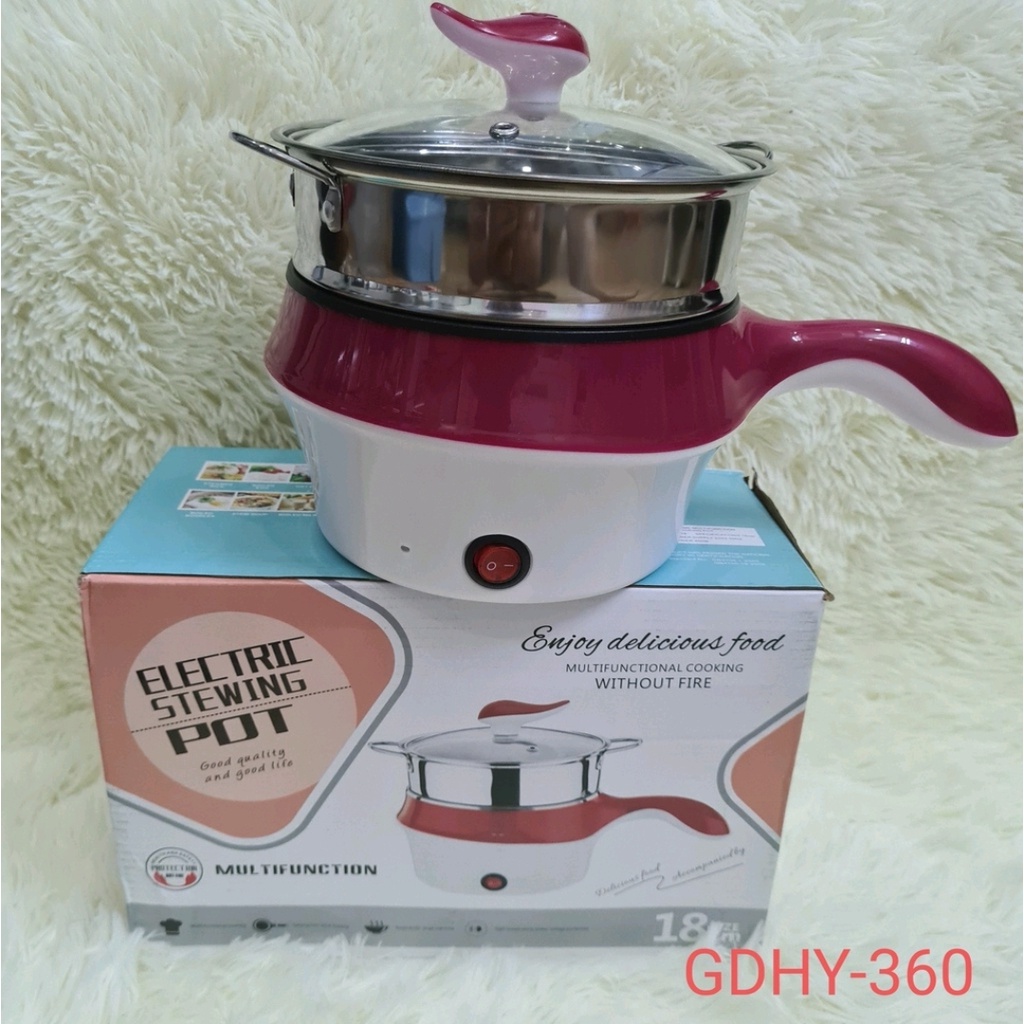 Ca nấu mì , nồi lẩu điện siêu tốc  mini 2 tầng size 18cm , tặng kèm vỉ hấp inox .
