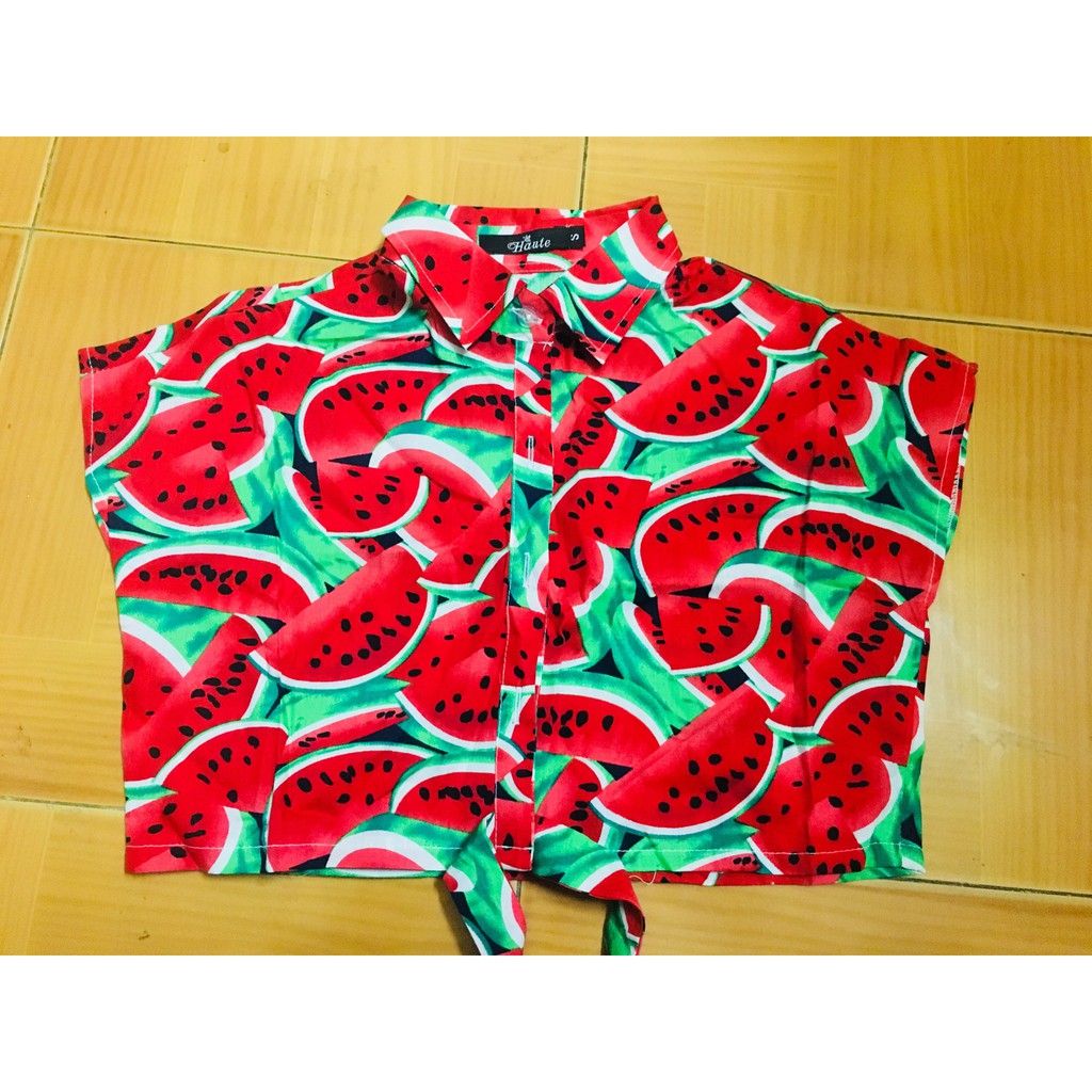 Áo hoa quả croptop đi biển, chất liệu vải thô hàn cực mát, thấm hút mồ hôi tạo sự thoải mái cho bạn