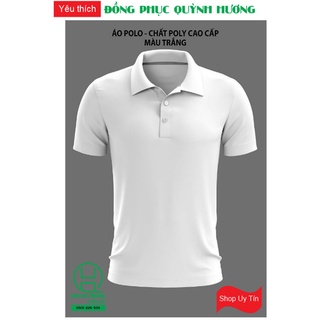 Áo thun polo cá sấu cổ trụ/ có cổ màu trắng trơn