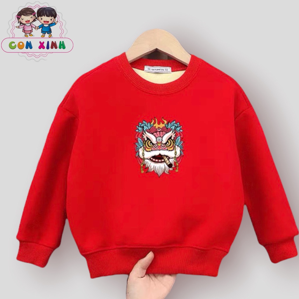 Áo sweater CONXINH form rộng nỉ trẻ em Con lân,thời trang thu đông cho trẻ em từ 4 đến 10 tuổi