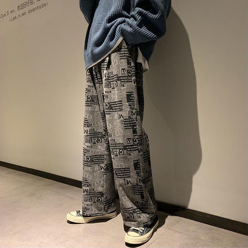 Quần ống rộng Họa Tiết Tờ Báo Thời Trang Hàn Quốc Mới 2023