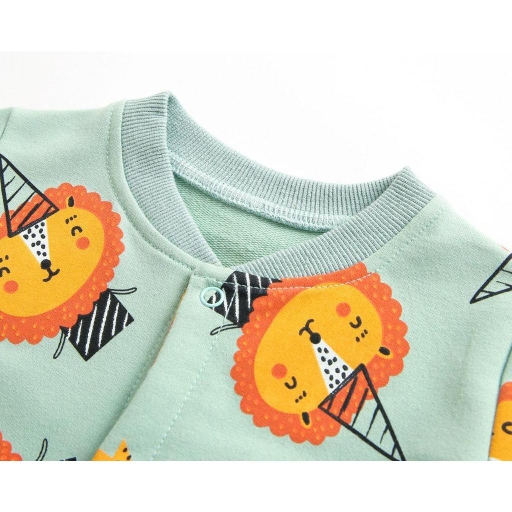 Bộ áo liền quần dài tay in họa tiết hoạt hình đáng yêu cho bé trai và bé gái