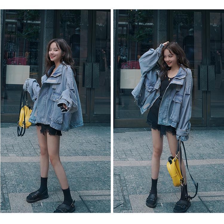 Áo Khoác Denim Tay Dài Thời Trang Dành Cho Nữ