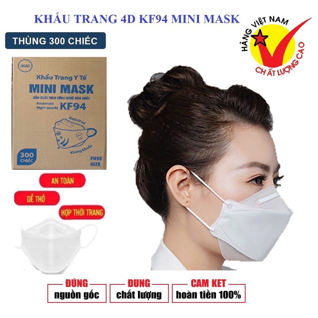 THÙNG 300 KHẨU TRANG 4D KF 94 MINI MASK BÁN BUÔN