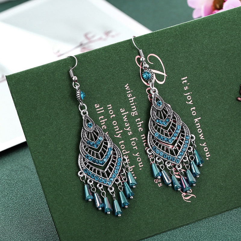 Khuyên Tai Tua Rua Dài Nhiều Lớp Bằng Hợp Kim Phong Cách Trung Hoa Cổ Điển JP5